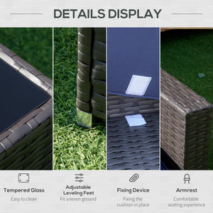 7-piece rattan patio furniture set, modular furniture, navy blue