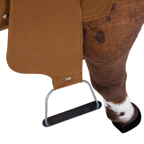Ride-on horse with neighing, soft padding, brown