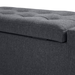 Linen storage ottoman bench with tufted pattern