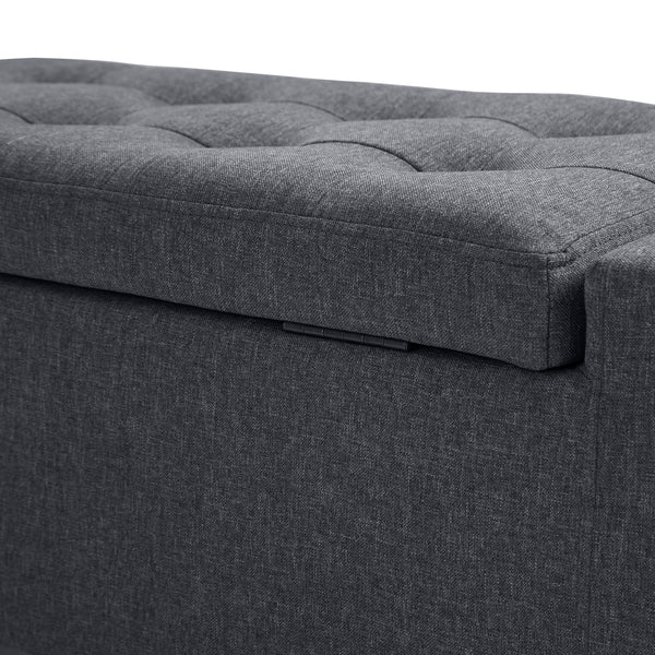 Linen storage ottoman bench with tufted pattern