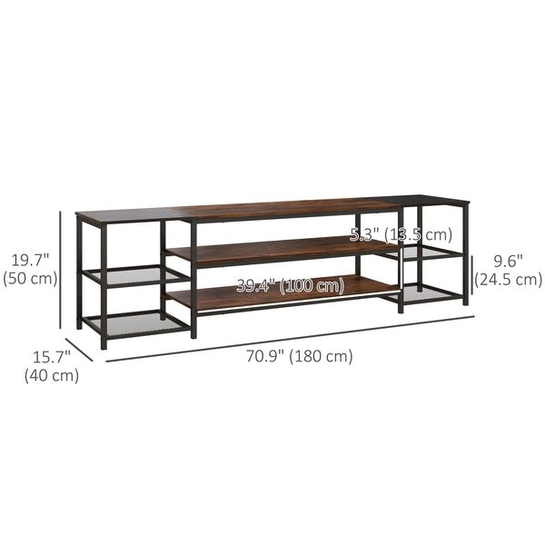 TV stand for TVs up to 80 inches with storage shelf and steel frame