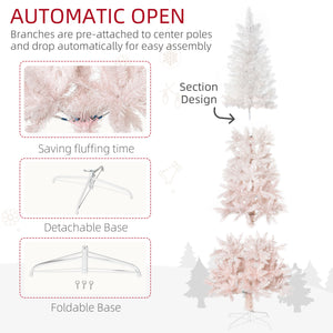 5ft Artificial Christmas Tree with Automatic Opening, Pink and White
