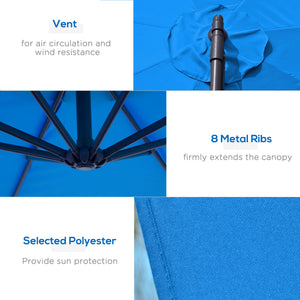 Parasol déporté de 3 m avec base, parasol suspendu à bras articulé, bleu