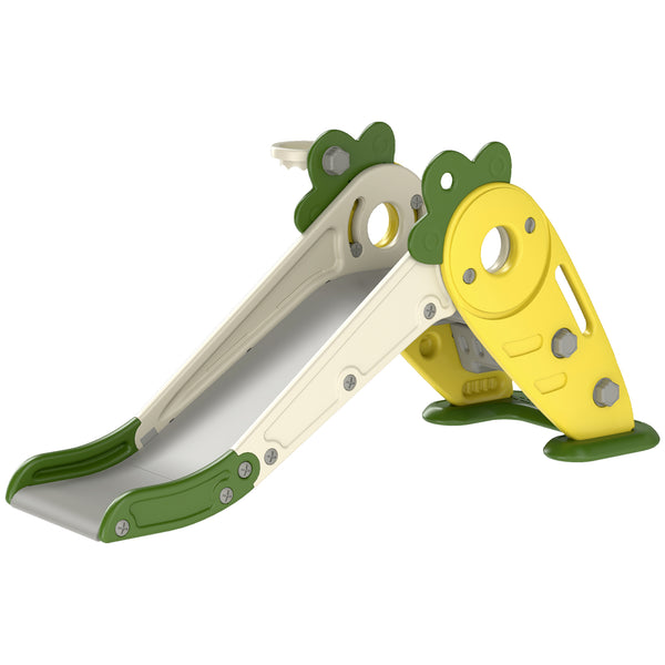 3-in-1 Toddler Foldable Slide with Basketball Hoop Yellow