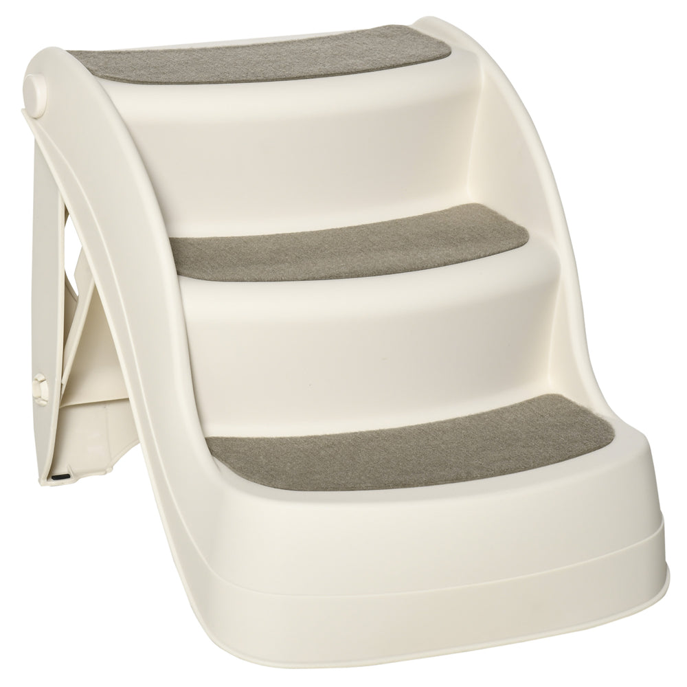 Portable folding stairs for small dogs and cats, cream color