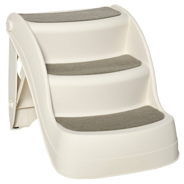 Portable folding stairs for small dogs and cats, cream color