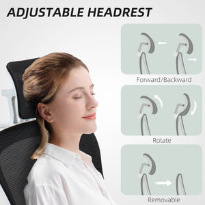 Ergonomic Mesh Office Chair with Flip-up Armrests, Swivel Headrest and Adjustable Lumbar Support, Black