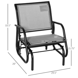 Rocking chair with seat and backrest in breathable mesh fabric, grey