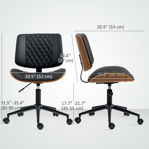 Black Leatherette Office Chair, Adjustable Height, Swivel