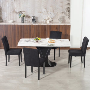Set of 4 dining chairs with rubberwood legs and padded seats, black