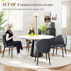 Set of 4 modern upholstered chairs with metal legs, black