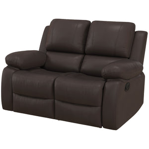 Manual Reclining Faux Leather Sofa with Footrest, Brown