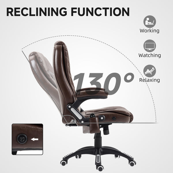 High Back Reclining Massage Office Chair with Swivel Casters, Dark Brown