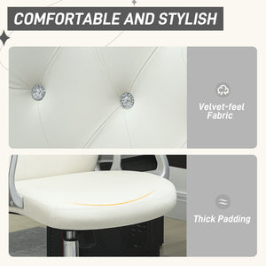 Velvet office chair with swivel casters, adjustable height, recline function, off-white