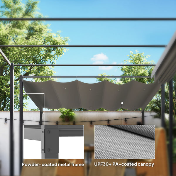 10 x 10 retractable pergola with magnetic fastening, grey