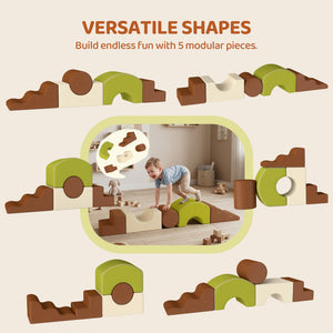 Set of 5 foam motor skills blocks with corduroy covers