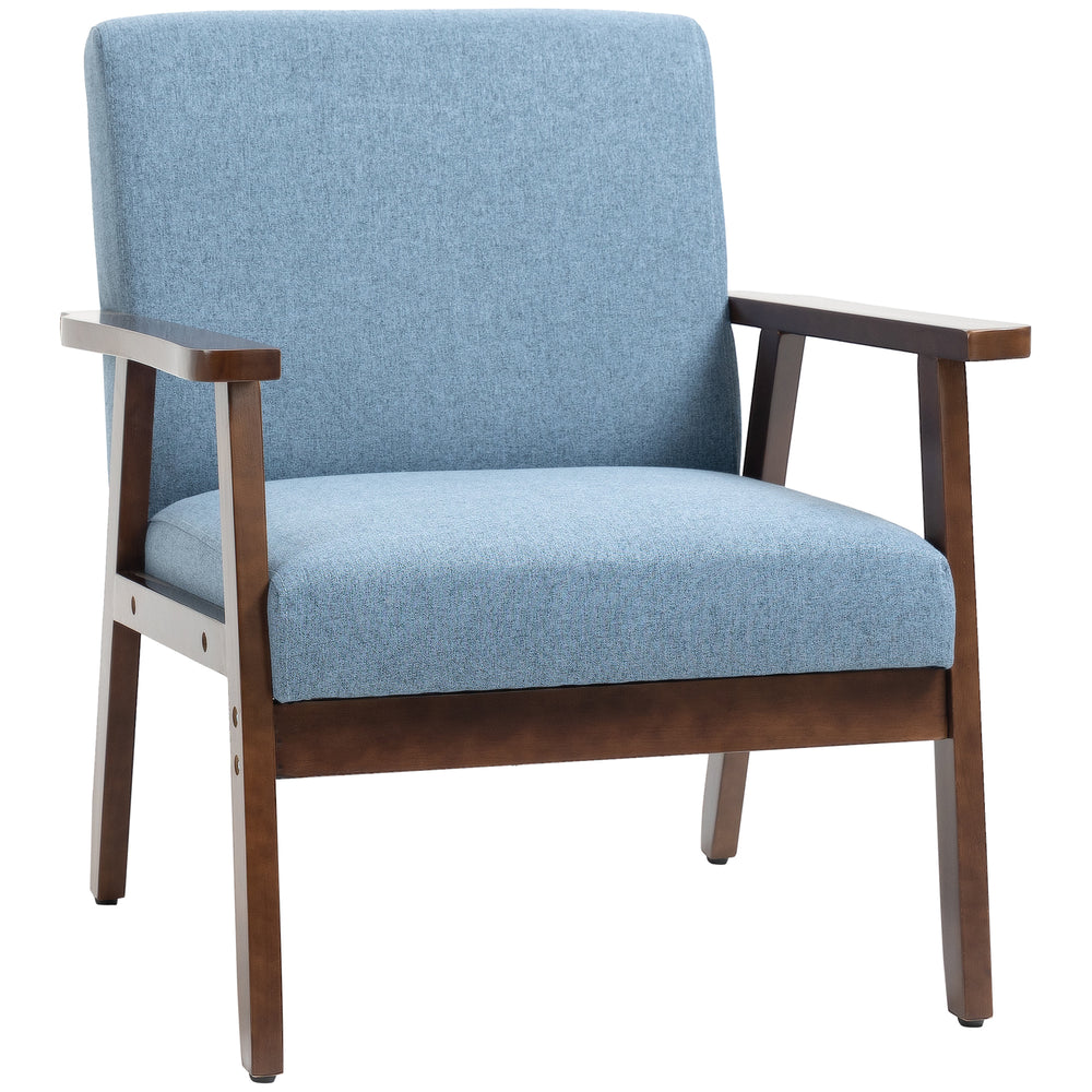 Accent chairs with linen upholstered seat, blue