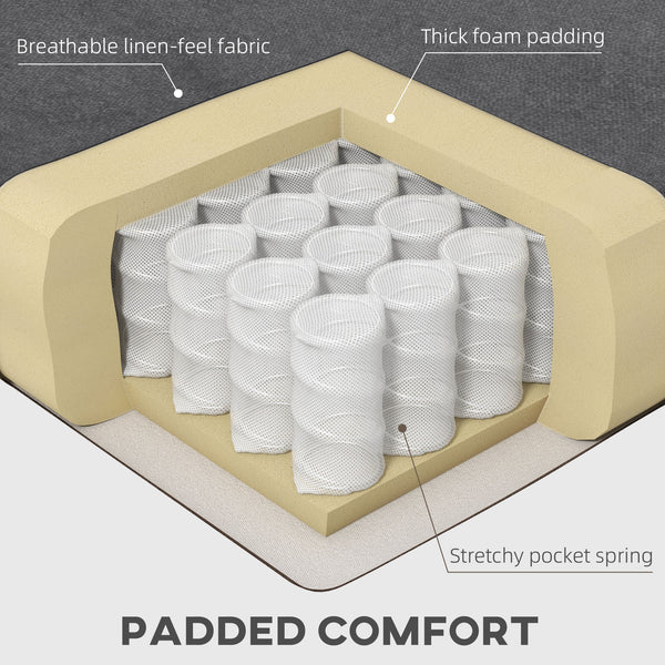 Convertible sofa bed in tufted fabric with adjustable backrest, anthracite gray