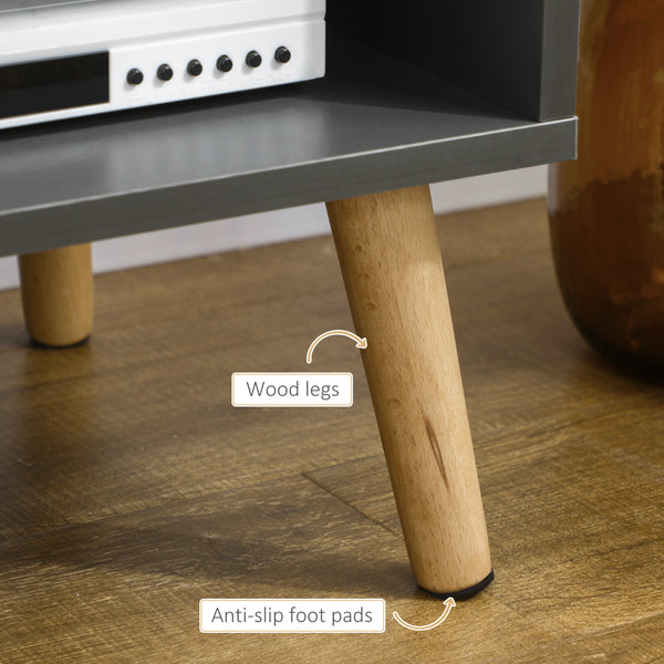 TV stand for TVs up to 55 inches, with shelves and cable management, dark grey