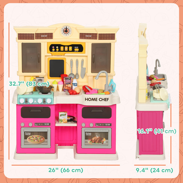 Children's kitchen with sounds, lights and accessories, pink