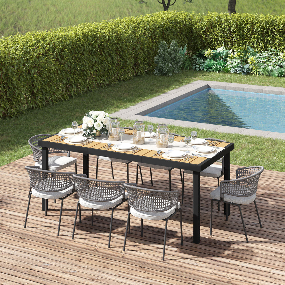 Rectangular garden table with aluminum frame