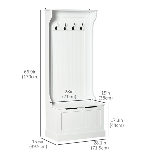 3-in-1 entryway unit with coat rack, shoe rack and bench