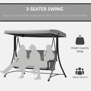 3-seater swing with high backrest and adjustable canopy, dark grey