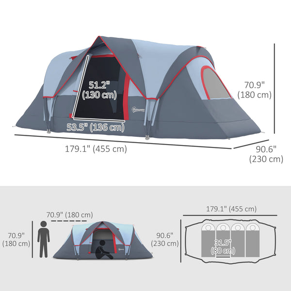 5-6 Person Family Tent with Light Hook, Carry Bag for Camping, Hiking and Travel, Grey