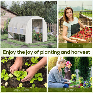 Tunnel greenhouse with roll-up side panels, high-quality polyethylene cover, white