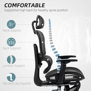 Mesh office chair with 3D armrests, black