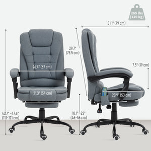 7-point vibrating massage chair with footrest, grey