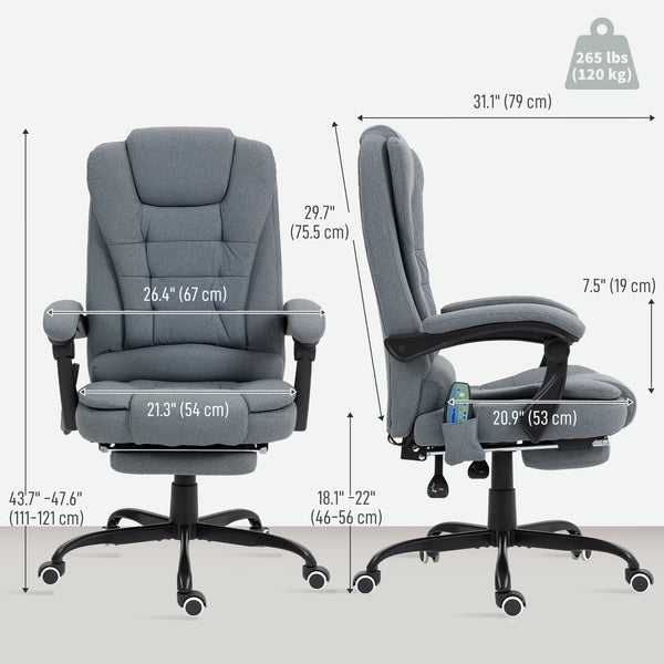 7-point vibrating massage chair with footrest, grey