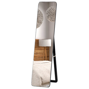 Full length standing mirror with wooden frame, black
