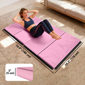 2-inch thick folding gymnastics mat with 4 panels – Pink