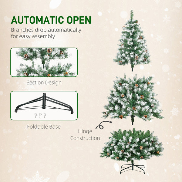 6ft Frosted Artificial Christmas Tree with Automatic Opening