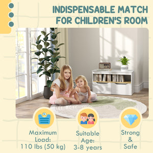 Bookcase with 2 drawers and large shelf, white