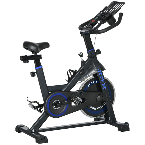 Adjustable exercise bike with LCD screen, adjustable resistance, black