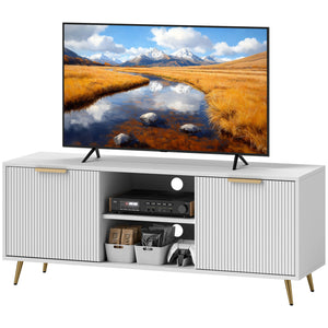 TV Stand with Storage for 55-inch TV with 2 Open Shelves, White