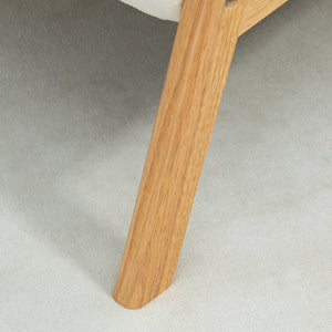 Upholstered armchair with rubberwood frame, white