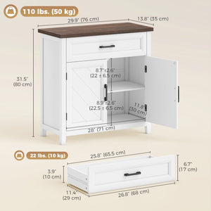 Modern Farmhouse Buffet Cabinet with Adjustable Shelf, Storage & 2 Doors