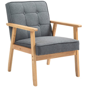 Modern accent chair with tufted back and solid wood frame, gray