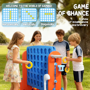 Giant Connect 4 game, 4 in 1 for children with basketball, ring toss and golf