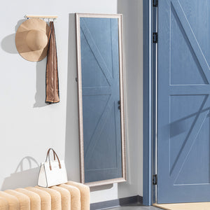 Full length rectangular mirror with frame, on stand, silver bronze color