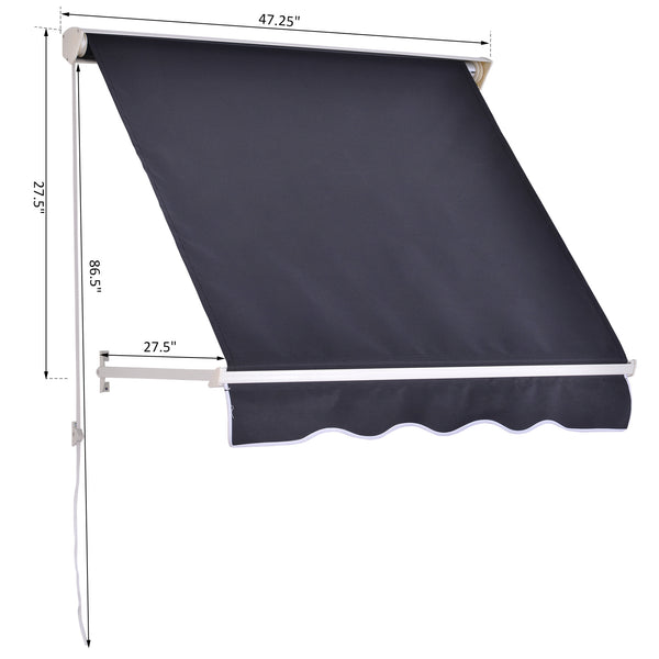 Retractable awning, 3.9 x 2.3 feet, dark gray 