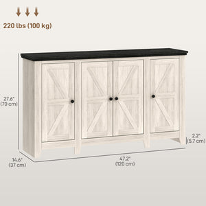 Rustic Sideboard with Adjustable Shelves for Living Room, Dining Room and Entryway, White Wood Grain