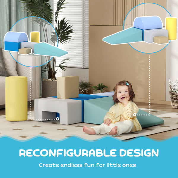 6-piece soft play area for children, yellow/green