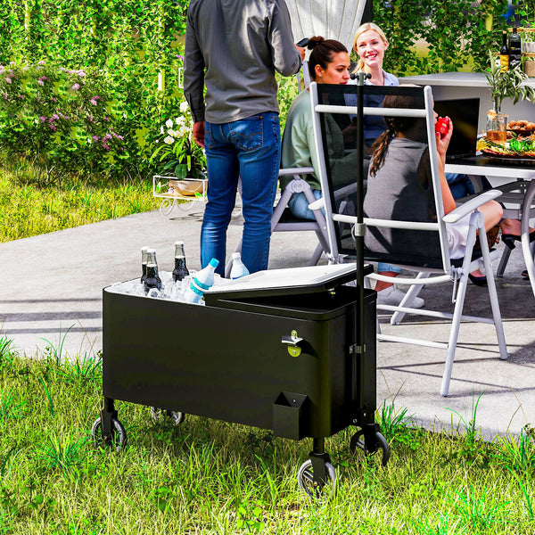 76L refrigerated trolley with wheels and adjustable handle, black
