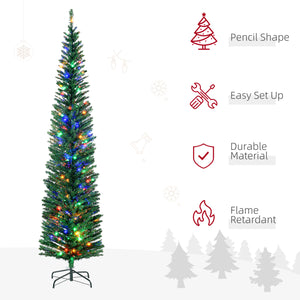 7.5ft Slim Artificial Christmas Tree with Colorful LED Lights