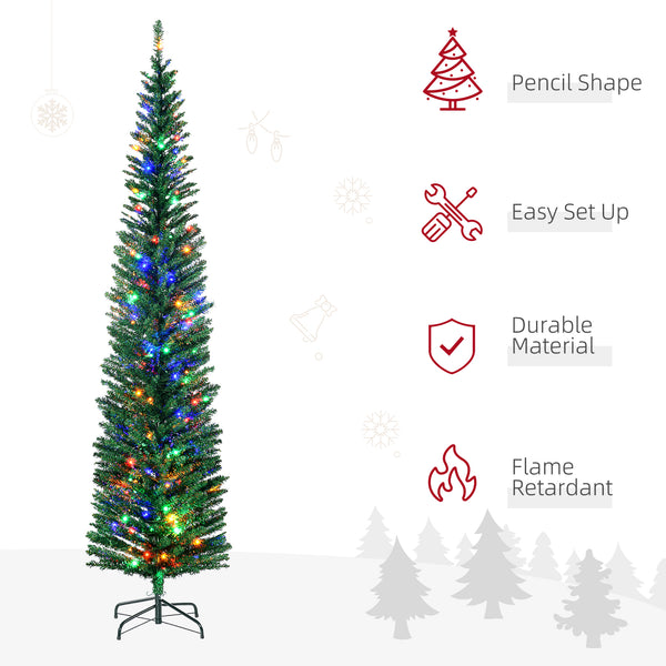 7.5ft Slim Artificial Christmas Tree with Colorful LED Lights