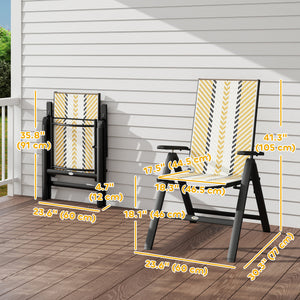 Set of 2 outdoor chairs in woven resin with 5-position adjustable backrest